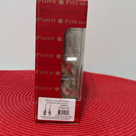Fitz and Floyd Mistletoe Merriment Snowman  Bell & Deer 2020 Dated Ornament NWT - Picture 6 of 6